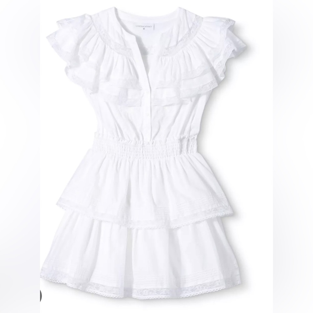 LoveShackFancy White Ruffled Mini Dress